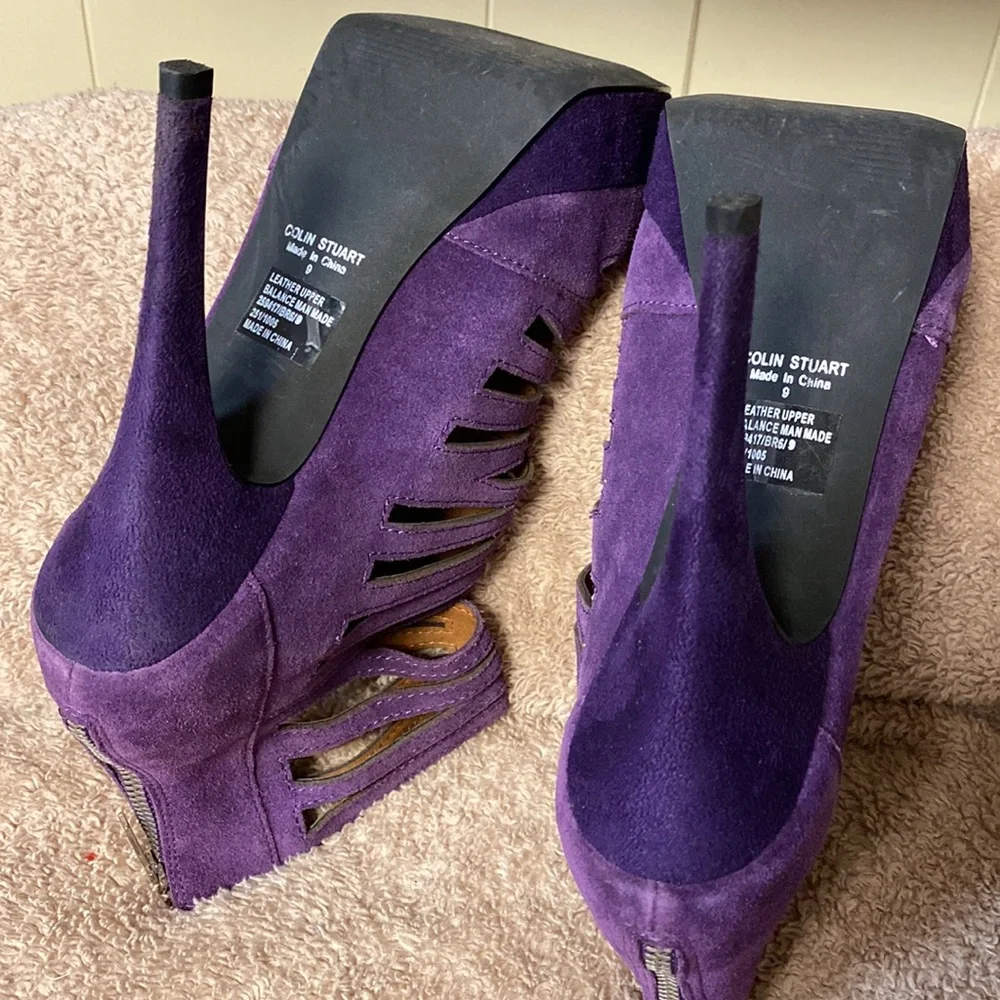 Colin Stuart Purple Suede Platform Heels